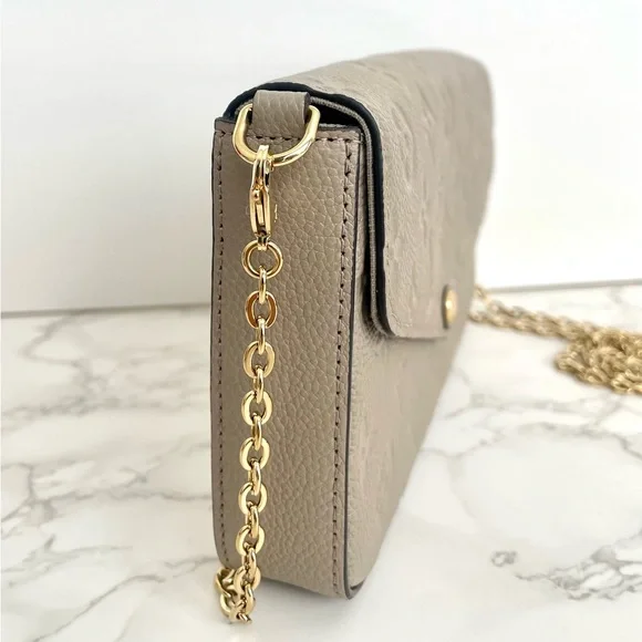 ❌SOLD❌ Authentic Louis Vuitton Felicie Pochette Empreinte Turtledove Crossbody - Picture 8 of 14